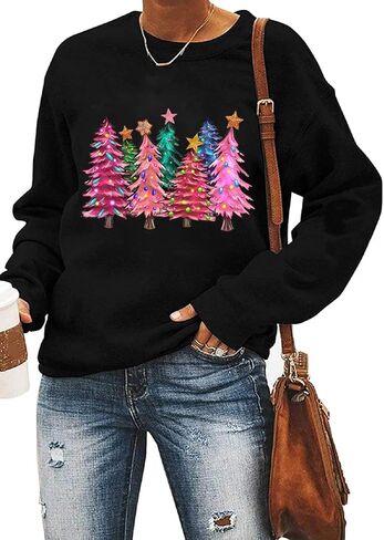 Xiaomomo Merry Christmas Tree Sweatshirt Woomens Christmas Lights Sweater Holiday Tops in Kuwait