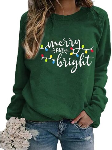 Xiaomomo Merry Christmas Tree Sweatshirt Woomens Christmas Lights Sweater Holiday Tops in Kuwait