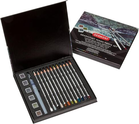 Derwent Graphitint Mixed Media Set, 19 Piece Set, Graphitint Paint, Pencils & Waterbrush (2305949) in Kuwait
