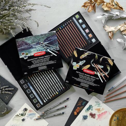 Derwent Graphitint Mixed Media Set, 19 Piece Set, Graphitint Paint, Pencils & Waterbrush (2305949) in Kuwait
