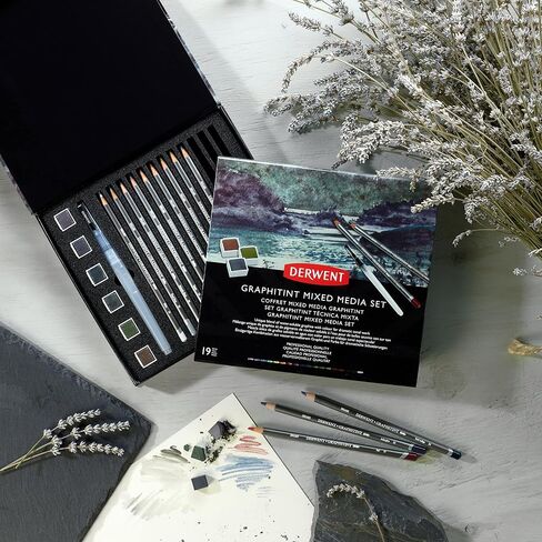 Derwent Graphitint Mixed Media Set, 19 Piece Set, Graphitint Paint, Pencils & Waterbrush (2305949) in Kuwait