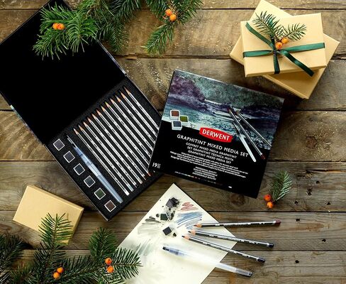 Derwent Graphitint Mixed Media Set, 19 Piece Set, Graphitint Paint, Pencils & Waterbrush (2305949) in Kuwait