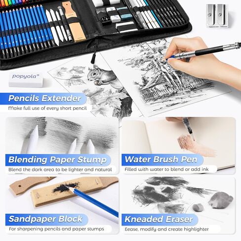 106 Pack Drawing Set Sketching Kit, Pro Art Supplies with 3-Color Sketchbook, Coloring Book, Graphite Colored Charcoal Watercolor & Metallic Pencils, Drawing Supplies Gift Case for Artists Adults Kids in Saudi Arabia
