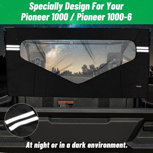 تصميم عاكس للنافذة الخلفية الناعمة من Pioneer - الزجاج الأمامي الخلفي StarknightMT UTV متوافق مع Pioneer 1000 3P 2016-2024 وPioneer 1000 6P 2023 2024، استبدل #0SR95-HL8-211B Pioneer 1000 6 الملحقات in Kuwait