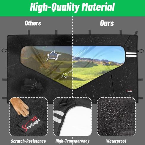 تصميم عاكس للنافذة الخلفية الناعمة من Pioneer - الزجاج الأمامي الخلفي StarknightMT UTV متوافق مع Pioneer 1000 3P 2016-2024 وPioneer 1000 6P 2023 2024، استبدل #0SR95-HL8-211B Pioneer 1000 6 الملحقات in Kuwait