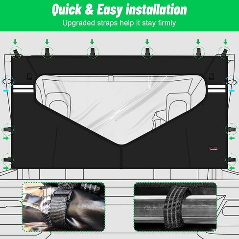 تصميم عاكس للنافذة الخلفية الناعمة من Pioneer - الزجاج الأمامي الخلفي StarknightMT UTV متوافق مع Pioneer 1000 3P 2016-2024 وPioneer 1000 6P 2023 2024، استبدل #0SR95-HL8-211B Pioneer 1000 6 الملحقات in Kuwait