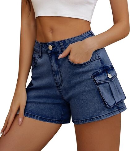 المرأة عالية الخصر جان السراويل مطوية هيم جان السراويل بسط الدينيم السراويل الصيف السراويل العصرية in Kuwait