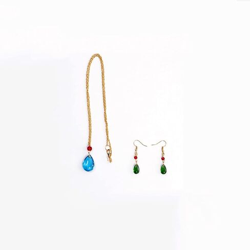1791's lady Anime Earrings Necklace Hauru no Ugoku Shiro Cosplay Props Accessories Blue Earrings in Saudi Arabia