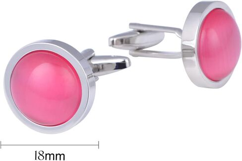 Stainless Steel Round Opal Stone Cufflinks for Men Women French Shirt Cat Eye Cuff Links Business Party in a Gift Box in Kuwait