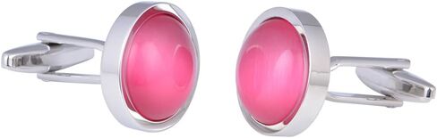 Stainless Steel Round Opal Stone Cufflinks for Men Women French Shirt Cat Eye Cuff Links Business Party in a Gift Box in Kuwait