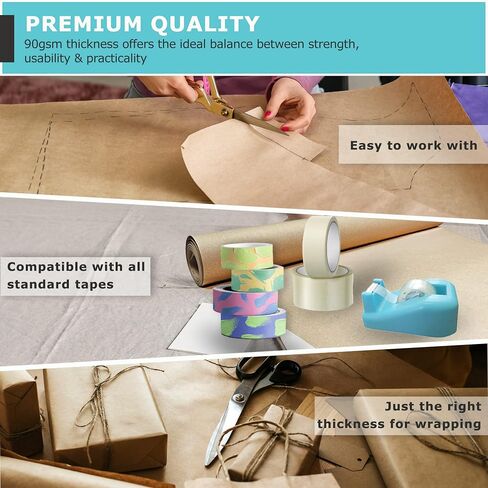 400mm x 30m Roll of Brown ECO Kraft Paper | Made from 100% Recycled Paper | Biodegradable & Fully Recylable Brown Wrapping Paper Roll | Wrapping and Packing Paper in Saudi Arabia