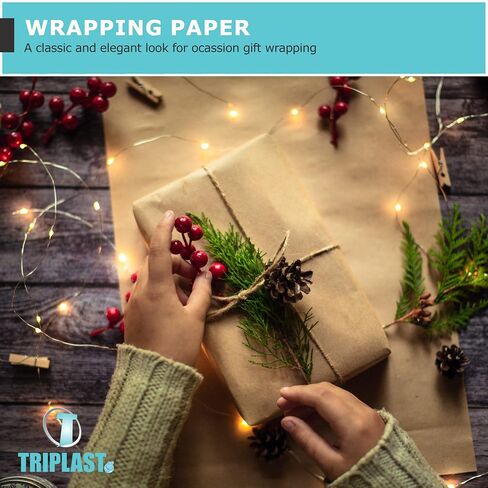 400mm x 30m Roll of Brown ECO Kraft Paper | Made from 100% Recycled Paper | Biodegradable & Fully Recylable Brown Wrapping Paper Roll | Wrapping and Packing Paper in Saudi Arabia