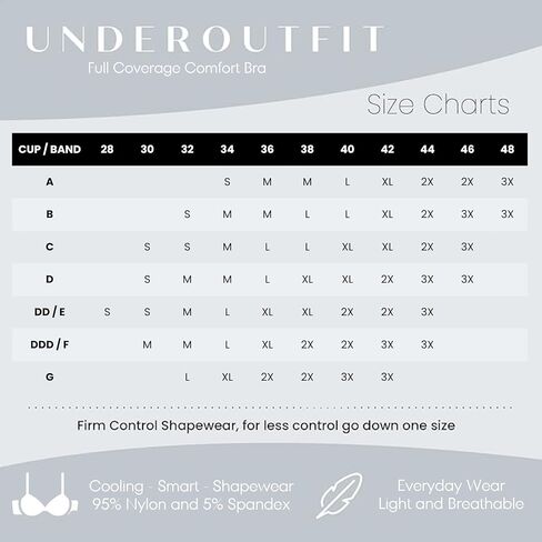Underoutfit Full Coverage Bra - Wireless, Everyday Comfort Bra with Adjustable Straps in Saudi Arabia
