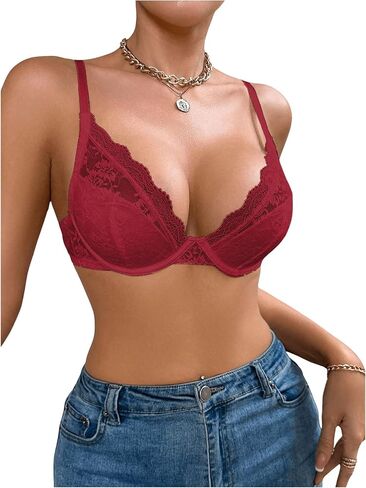 SOLY HUX Women's Sexy Lace Bras Underwire Everyday Bra Comfort Push Up Bralettes in Kuwait