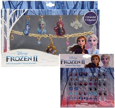 Disney Collections Etc Frozen 2 سوار ساحر قابل للتبديل و24 أقراط لاصقة (ذهبي) in Saudi Arabia