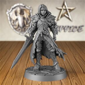 AUSPDICE Fighter 28mm DND Miniature, Lydia The Lioness Paladin for D&D and Board Games Female Figure Ideal for TTRPG Players