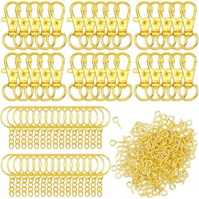 240 Pieces Lobster Claw Clasps Key Chain Rings Key Chain Set for Hanging Include 30 Swivel Snap Clasps 30 Keychain Rings with Open Jump Rings and 180 Screw Eye Pins (Sliver)