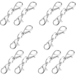Double Lobster Clasp 10Pcs Double Necklace Clasp Extender Silver Lobster Claw Clasps Bracelet Extension Stainless Steel Lobster Clasp Necklace Clasp Replacement Connector for DIY Jewelry Making