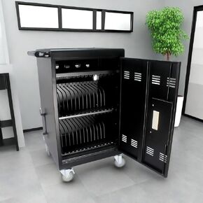 16 Device Chromebook Cart, with Key Lock and UL-Certified Power Charging cCart, for Ipad, Windows, Chrome Booktablet Tablet Computer, for Schools, Offices Chromebook Cart, Black