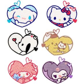 6 Pack Cartoon Iron-On Kitty Patches Sew-On Applique Repair Patch Kawaii Patches for Backpacks Bags Hats Dress Jacket DIY Craft Melody Clothing Decor Gift (Japanese) in Saudi Arabia