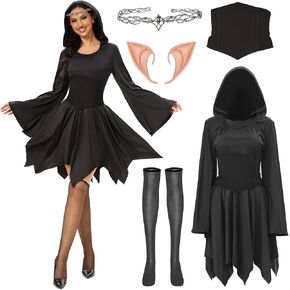 Funnlot Renaissance Medieval Costume Women, Fairy Costume Elf Costume Women with Renaissance Dresses, Elf Ears and Crown