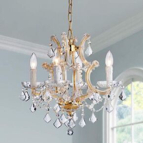 SM SAINT MOSSI 4 Light Crystal Maria Therese Chandelier Light Fixture,Modern Chandelier Crystal Chandelier for Bedroom,Dining Room,Living Room,H 17 in x W 18 in W/ Adjustable Chain