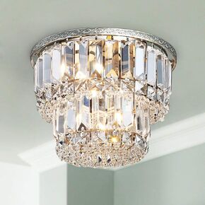 Saint Mossi Modern Crystal Chandelier with 5 Lights and 3-Tier,Raindrop Chandelier with K9 Crystal,LED Pendant Lighting Fixture for Dining Room,Bedroom,Living Room,H12 X D14 with Adjustable Chain