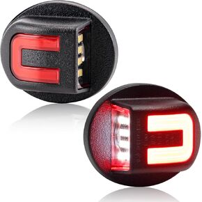 ضوء لوحة ترخيص LED متوافق مع F150 1990-2014 F250 F350 1980-1999 F250 F350 F450 F550 super Duty1999-2016 Bronco80-96 Ranger83-11 6500K علامة الضوء الأبيض والضوء الأحمر لوقوف السيارات الخلفي على شكل C