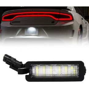 LED License Plate Light for 2015-2023 Dodge Charger Challenger Chrysler 300 Pacifica & Compass, Dodge Charger Led Rear Tag Lamp, 18-SMD Xenon 6500K White Lights, 1 Piece