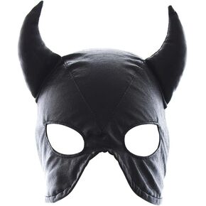 Women Leather Bull Full Head Face Mask Adjustable Masquerade Hood Cover with Horns Animal Mask for Men Costume Halloween Party