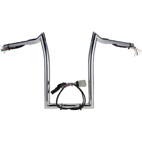 PRE-WIRED 14" Rise Road Glide Ape Hangers 1 1/4" Fat Handlebars for 2008-2013 Harley Road Glide （Chrome）