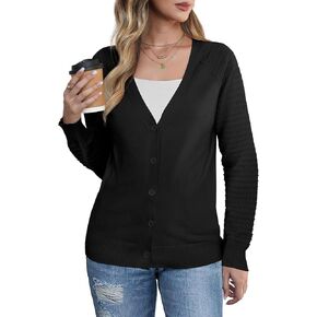 REDHOTYPE Women's Cardigan Sweaters Fashion Button Down Open Front Long Sleeve V Neck Lightweight Cardigans For Women