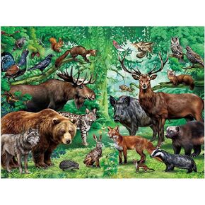 BenBen Puzzles for Kids Ages 4-6, Double Sided 100 Piece Puzzles for Kids, Wild Animals, Learning Educational Jigsaw Puzzles Toys for Boys Girls (15.75" x 11.75")