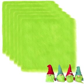 6 Pieces Green Faux Fur Fabric Squares Christmas Shaggy Soft Faux Fur Squares Fluffy Fabric for DIY Crafts Sewing Costume Camera Floor Decorations Props Winter, 9.84 x 9.84 Inch