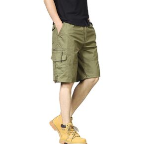 Mens Cargo Shorts Elastic Waist Relaxed Hiking Shorts Men 1/2 Casual Cotton Shorts Big and Tall Work Shorts for Men