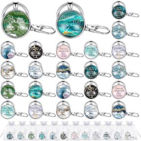Employee Appreciation Gifts Bulk Thank You Keychain for Coworkers Marble Inspirational Keychain with Organza Bags