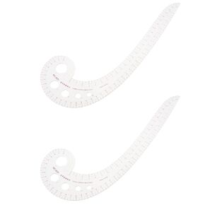 2PCS Tailor Aid Garment Cutting Ruler Comma Shape Transparent Plastic Curve Ruler Suitable for Tailor Use