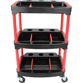 ABN 3 Tier Rolling Carts with Wheels Organizer Storage Carts with Bottle Holders and Adjustable Trays for Car Detailing