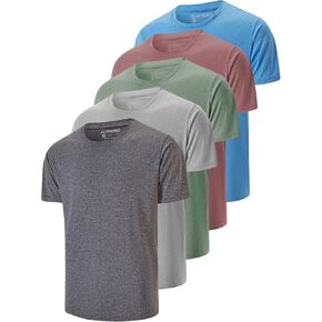 5 Pack Men's Dry Fit T Shirts, Athletic Running Gym Workout Short Sleeve Tee Shirts for Men (US, Alpha (Alpha), S, Regular, Set 4), Small
