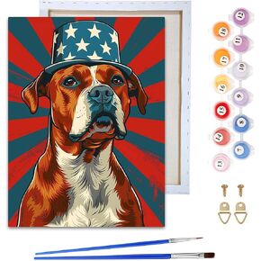 Reofrey Framed Paint by Numbers Kit for Adults & Beginner - 8x12 Inch Canvas Dog Paint by Numbers - Animals Educational & Creative Art Set for Beginners - Perfect for Home Wall Decoration