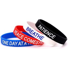 AVEC JOIE Inspirational Silicone Bracelets Rubber Bands Wristbands with Motivational Saying in Unisex Adult Size Wrist Band Gift for Teens Men Women