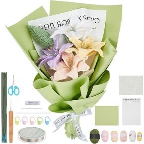 INFUNLY 10 pcs Lily Flowers Crochet Kits for Beginners Complete Flower Crochet Kits for Adults Starters with Instruction and Video Tutorials Crochet Kit Gift for Mother's Day Wedding Birthday