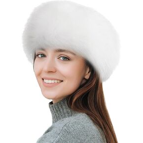 Syhood Women Faux Fur Headband with Elastic Fluffy Winter Earwarmer Earmuff Furry Ski Outfits for Women