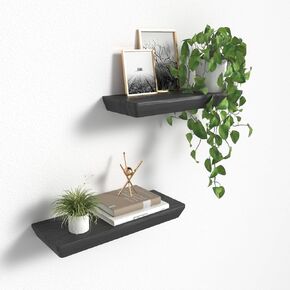 Floating Shelves for Wall, 15.7 Inches Pure Solid Wood Wall Shelves for Bedroom, Kitchen, Living Room, Home Decor, Charred Rustic Brown