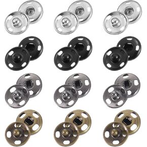 uxcell 200 Sets Sewing Snap Buttons, 12mm Press Buttons Metal Snap Fasteners for Clothes DIY Crafts, Silver/Black/Bronze/Iron Grey