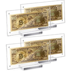 Chengu 4 Pack Dollar Bill Frame Holder Acrylic Currency Paper Money Holder Clear Currency Ticket Protector Collection Display Case for Collectors Collection, 3.5 x 7.3 Inches