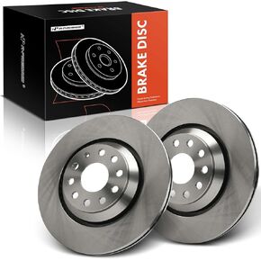A-Premium 12.20 inch (310mm) Rear Drilled and Slotted Disc Brake Rotors Compatible with Select Volkswagen and Audi Models - Passat, Golf, Tiguan, Atlas, CC, GTI, Arteon, R32, A3, Q3, RS3, S3, 2-PC Set