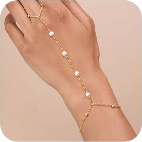 Hand Chain Bracelet Dainty Ring Bracelet Hand Chain for Women Gold Plated Bracelets Trendy Jewelry for Wedding Jewelry Birthday Gifts for Women