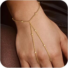 Gold Hand Chain Bracelet for women non tarnish trendy ring bracelet hand chain non tarnish gold bracelet set Ring Chain Bracelet gold accessories for women dainty gold plated bracelet stack pulseras para mujer Jewelry Gifts for Her