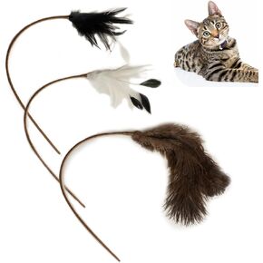 FUPUSUN Cat Feather Toys, Interactive Cat Toys Kitten Toys, 2PCS Elasticity Cat Wand Toy and 7PCS Feathers Refills, Cat Toys for Indoor Cats Kitten Play Chase